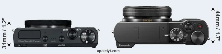 Compare G9X Mark II versus TZ100 top