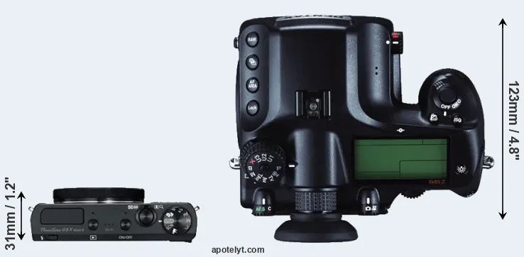 Compare G9X Mark II versus 645Z top