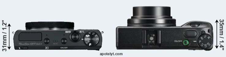 Compare G9X Mark II versus GR IIIx top