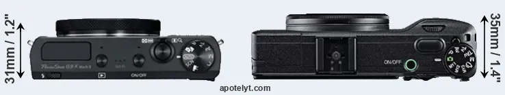 Compare G9X Mark II versus GR top