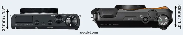 Compare G9X Mark II versus WG-6 top