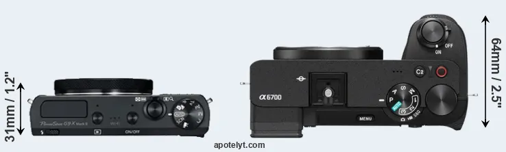 Compare G9X Mark II versus A6700 top