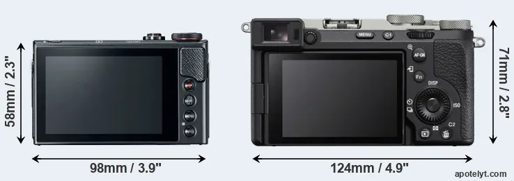 Comparison G9X Mark II or A7C R rear