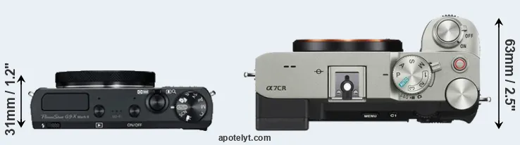 Compare G9X Mark II versus A7C R top