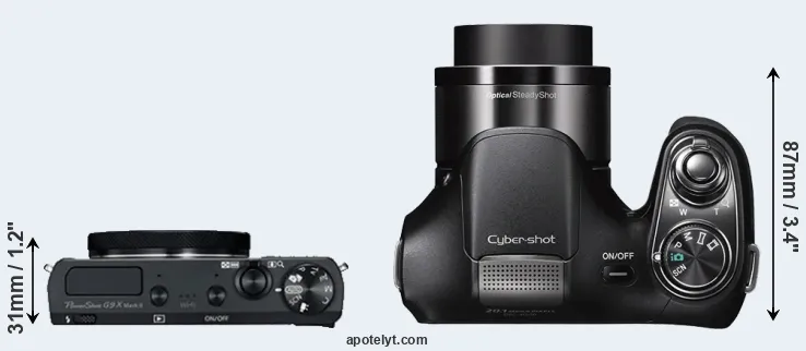 Compare G9X Mark II versus H200 top