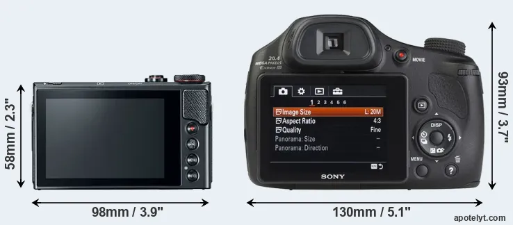 Comparison G9X Mark II or HX350 rear