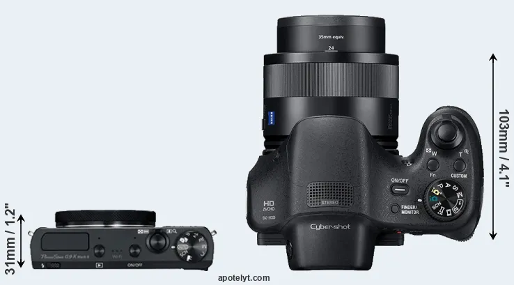 Compare G9X Mark II versus HX350 top