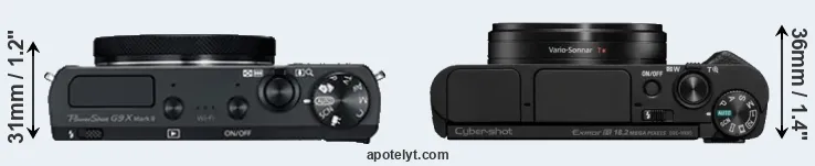 Compare G9X Mark II versus HX95 top
