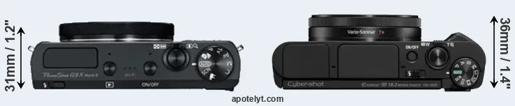 Compare G9X Mark II versus HX99 top
