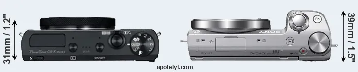 Compare G9X Mark II versus NEX-5T top