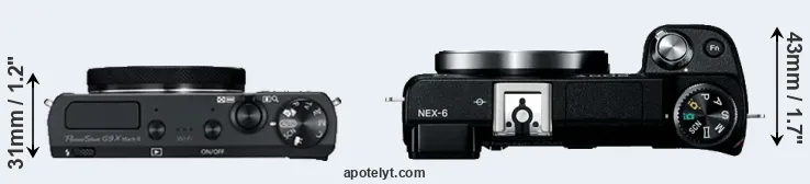 Compare G9X Mark II versus NEX-6 top