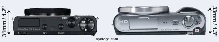 Compare G9X Mark II versus NEX-C3 top