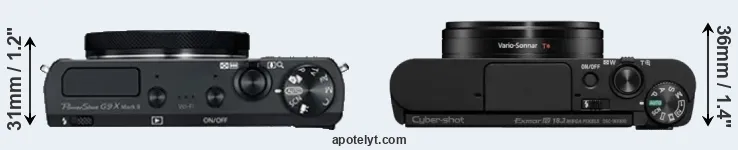 Compare G9X Mark II versus WX800 top