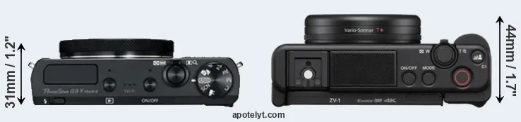 Compare G9X Mark II versus ZV-1 top