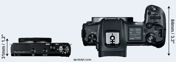Compare G9X versus Canon R top