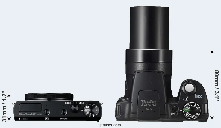 Compare G9X versus SX510 top