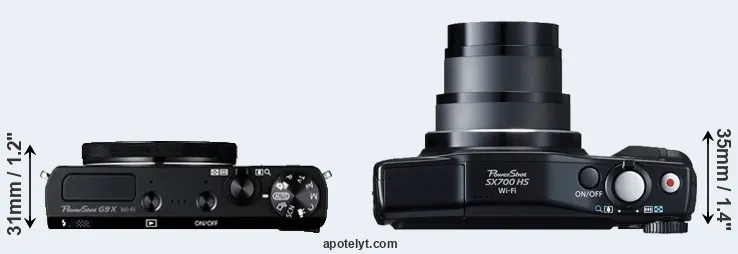 Compare G9X versus SX700 top