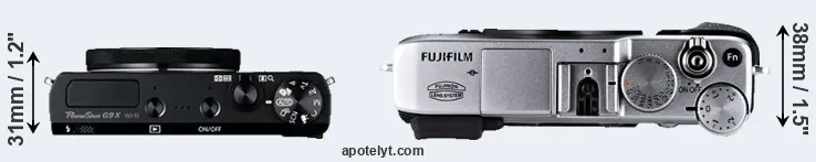 Compare G9X versus X-E1 top