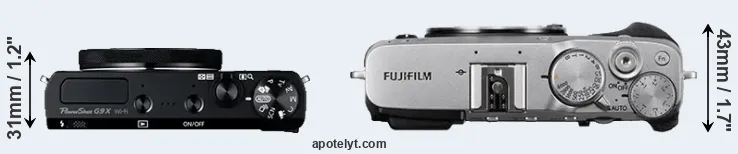 Compare G9X versus X-E3 top
