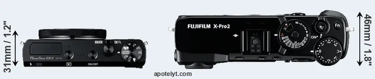 Compare G9X versus X-Pro2 top