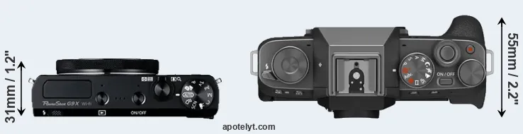 Compare G9X versus X-T200 top