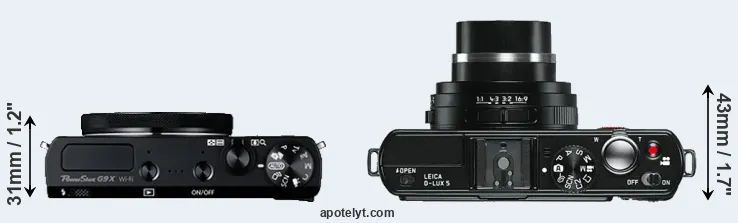 Compare G9X versus D-LUX 5 top