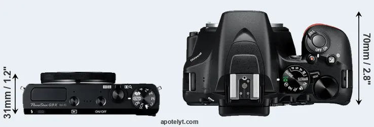 Compare G9X versus D3500 top