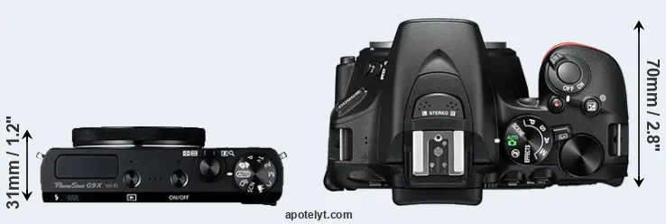 Compare G9X versus D5600 top