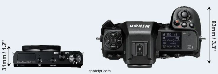Compare G9X versus Z8 top