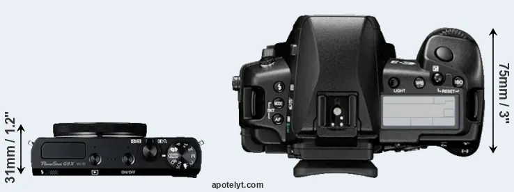 Compare G9X versus E-3 top