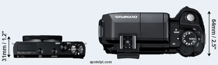 Compare G9X versus E-300 top