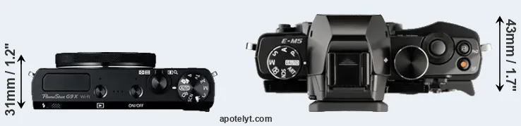Compare G9X versus E-M5 top