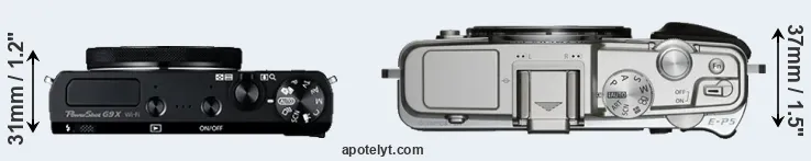 Compare G9X versus E-P5 top