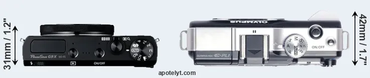 Compare G9X versus E-PL1 top