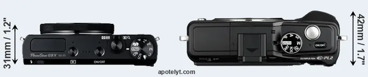Compare G9X versus E-PL2 top