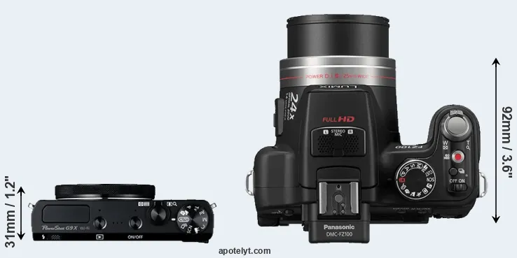 Compare G9X versus FZ100 top