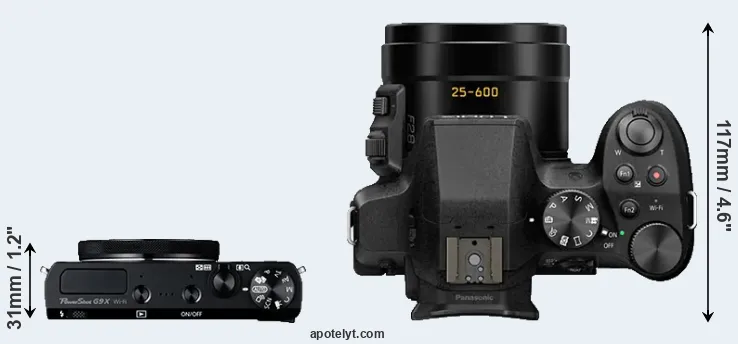 Compare G9X versus FZ330 top