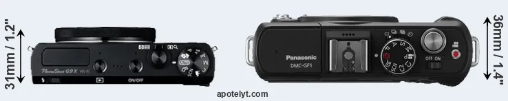 Compare G9X versus GF1 top