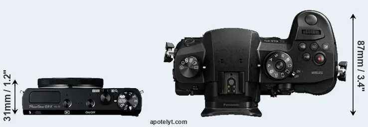 Compare G9X versus GH5 top