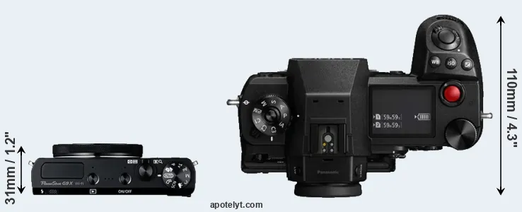 Compare G9X versus S1H top