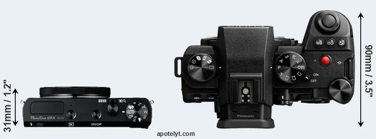 Compare G9X versus S5 II top