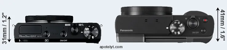 Compare G9X versus TZ90 top