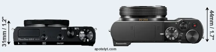 Compare G9X versus ZS100 top