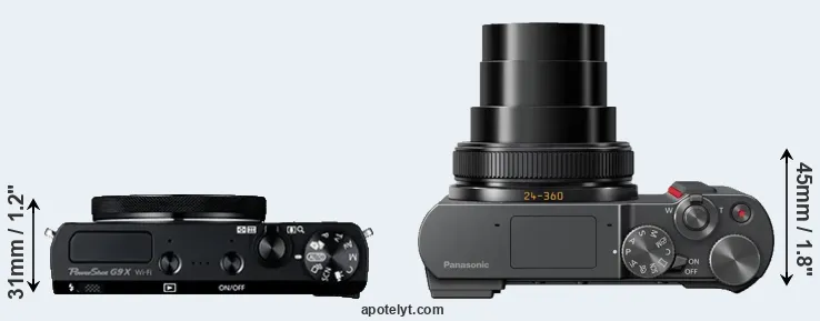 Compare G9X versus ZS200 top