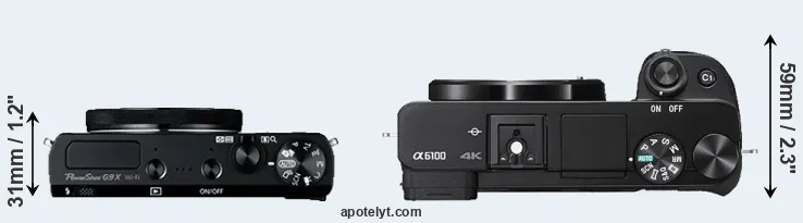 Compare G9X versus A6100 top