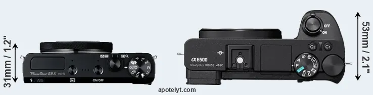 Compare G9X versus A6500 top