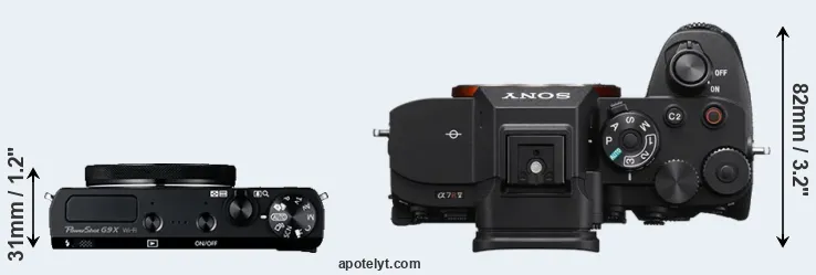 Compare G9X versus A7R V top