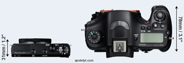 Compare G9X versus A99 top
