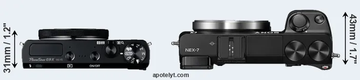 Compare G9X versus NEX-7 top