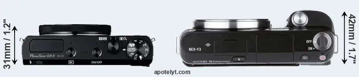 Compare G9X versus NEX-F3 top